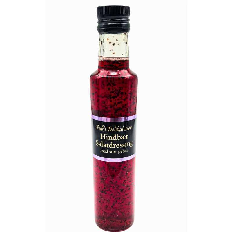 Puk's Delikatesser - Hindbær Salatdressing med sort peber